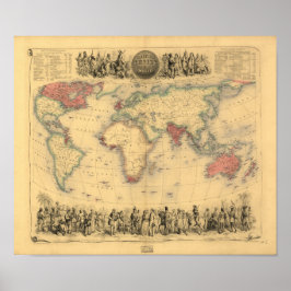 Póster Mapa de Antigüedades - El Imperio Británico 1850