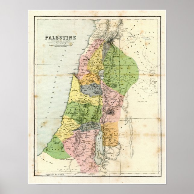 Póster Mapa de antigüedades - Palestina bíblica (Frente)