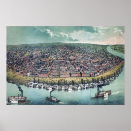 Póster Mapa de Antigüedades Río Saint Louis Missouri Miss