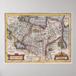 Póster Mapa de antigüedades taatarias de Asia Central y d