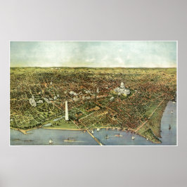 Póster Mapa de antigüedades, vista panorámica de Washingt