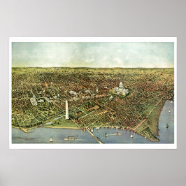 Póster Mapa de antigüedades, vista panorámica de Washingt