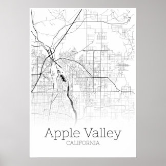 Póster Mapa de Apple Valley - California - Poster de mapa
