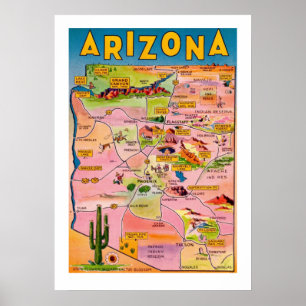 Póster Mapa de Arizona 20x28