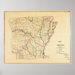 Póster Mapa de Arkansas (1866)