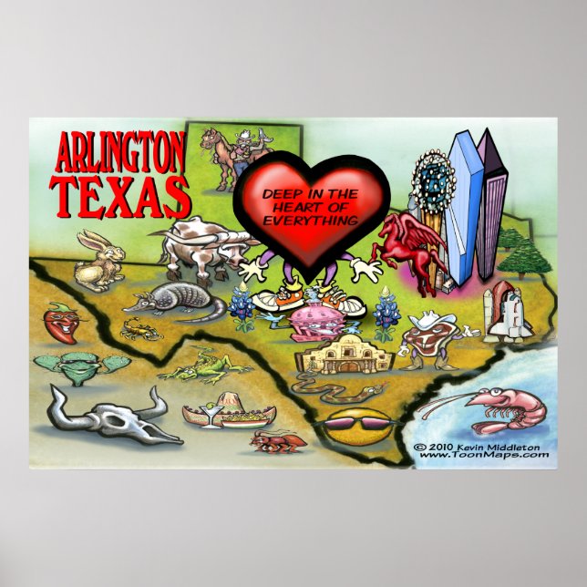 Póster Mapa de Arlington TX (Frente)
