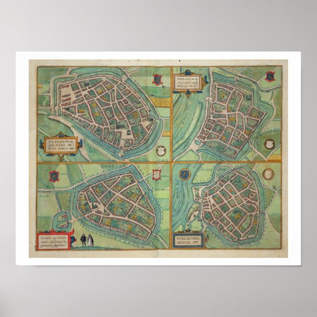 Póster Mapa de Arnhem, Velmo, Gelre y Ruerm, de 'Civi (Frente)