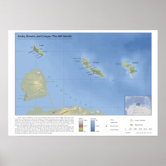 Póster Mapa de Aruba, Bonaire y Curazao 1:500,000