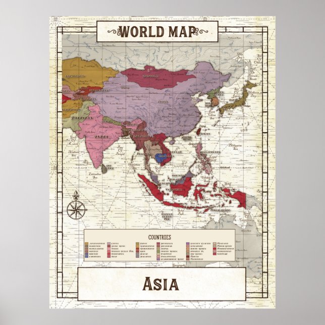 Póster Mapa De Asia (Frente)