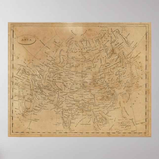 Póster Mapa de Asia 3 (Frente)