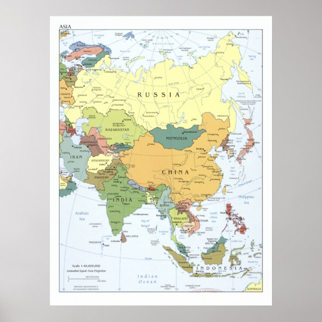 Póster Mapa de Asia de 2008 (Frente)