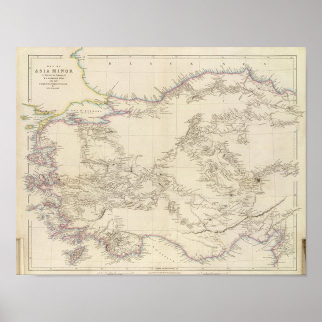Póster Mapa de Asia Menor (Frente)