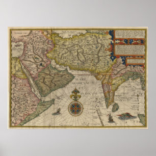 Póster Mapa de Asia Meridional de 1596