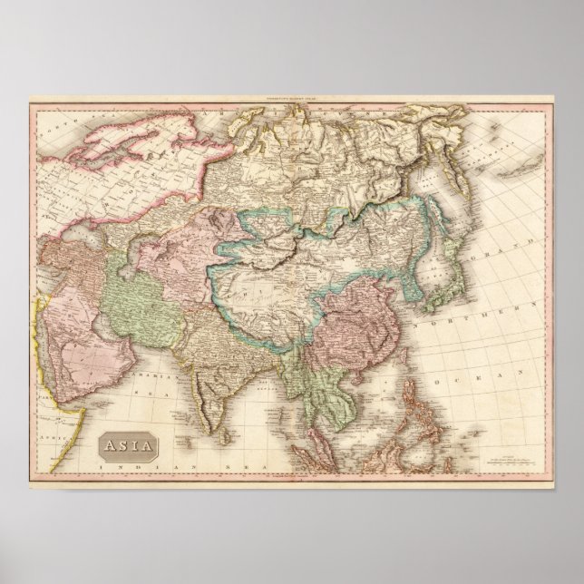 Póster Mapa de Asia PanorámicaAsia 3 (Frente)