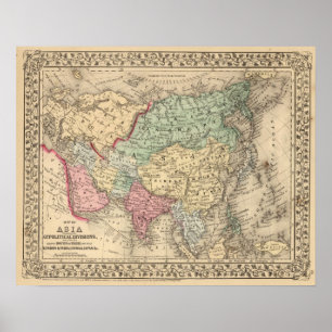 Póster Mapa de Asia por Mitchell