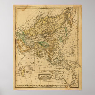 Póster Mapa de Asia por Worcester