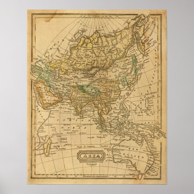 Póster Mapa de Asia por Worcester (Frente)