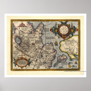 Póster Mapa de Asia septentrional de Abraham Ortelius
