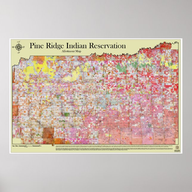 Póster Mapa de asignación de reservas indias de Pine Ridg (Frente)