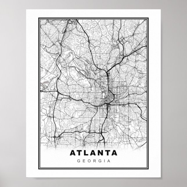 Póster Mapa de Atlanta (Frente)