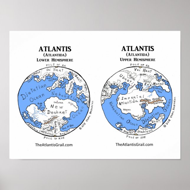 Póster Mapa de Atlantis - ambos hemisferios - Poster (Frente)