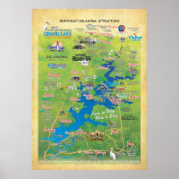 Mapa de atracciones de Grand Lake OK 19 Poster