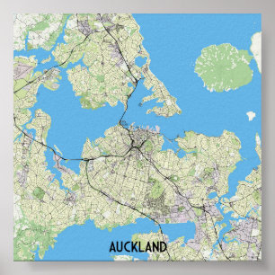 Póster Mapa de Auckland, Nueva Zelanda
