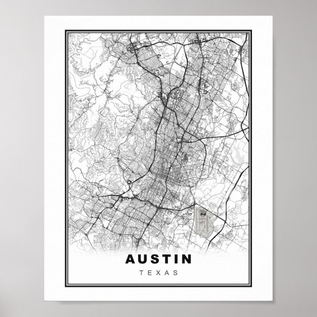 Póster Mapa de Austin (Frente)