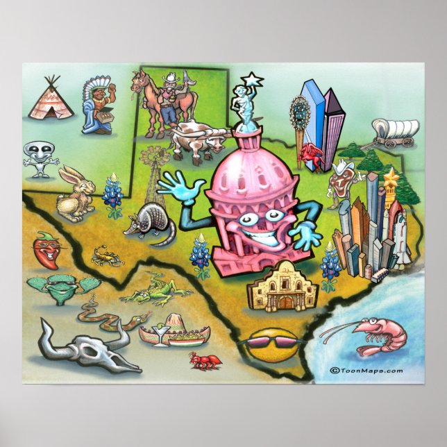 Póster Mapa de Austin TEXAS (Frente)