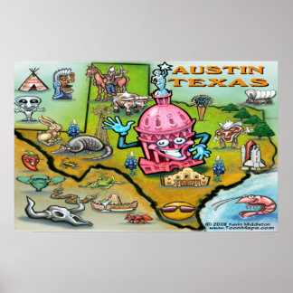 Póster Mapa de Austin TEXAS
