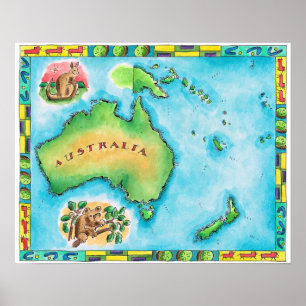 Póster Mapa de Australia