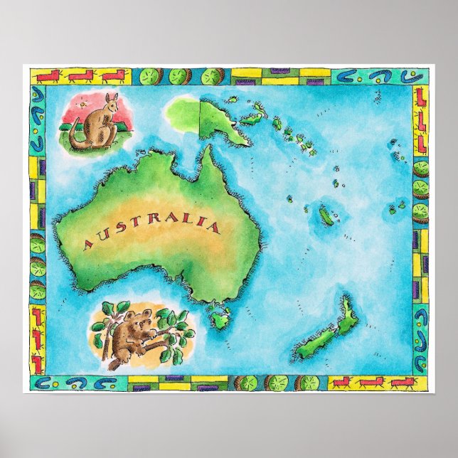 Póster Mapa de Australia (Frente)