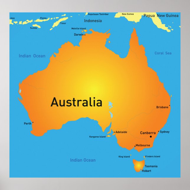 Póster Mapa De Australia (Frente)