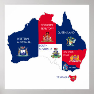 Póster Mapa de Australia