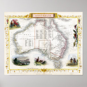 Póster Mapa de Australia 1851