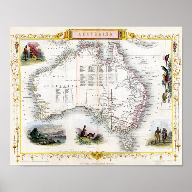 Póster Mapa de Australia 1851 (Frente)