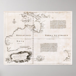 Póster Mapa de Australia de 1744