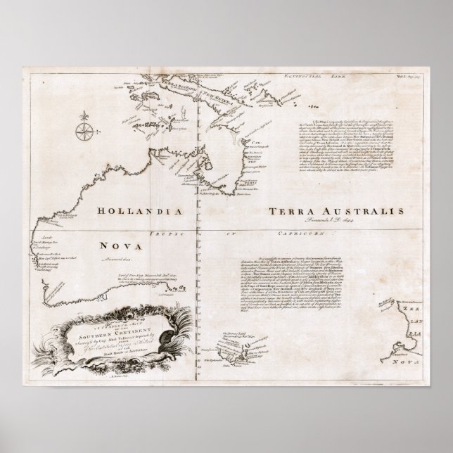 Póster Mapa de Australia de 1744 (Frente)
