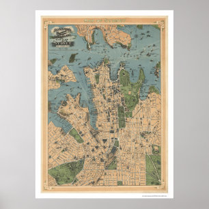 Póster Mapa de Australia de Sydney 1922