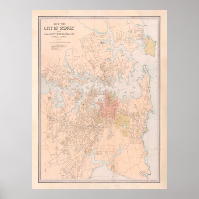 Póster Mapa de Australia del casco antiguo (1890) (Frente)