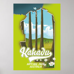 Póster Mapa de Australia del parque nacional de Kakadu