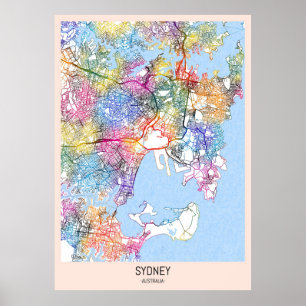 Póster Mapa de Australia en Sydney