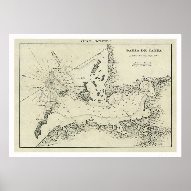 Póster Mapa de Bahia De Tampa Florida 1809 (Frente)