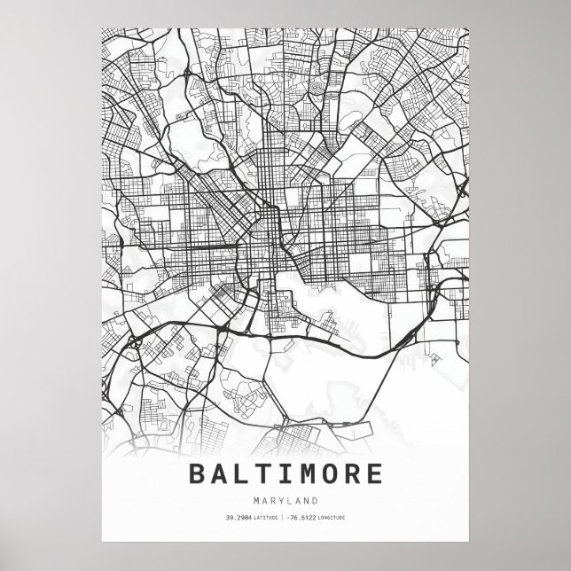 Póster Mapa de Baltimore (Frente)