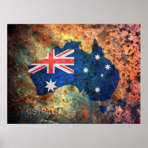 Póster Mapa de bandera de Australia