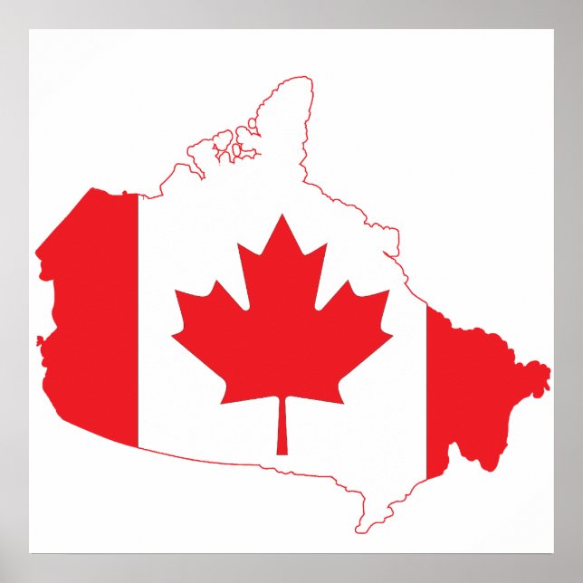 Póster Mapa de bandera de Canadá (Frente)
