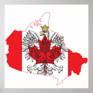 Póster Mapa de bandera de Canadá en Polonia