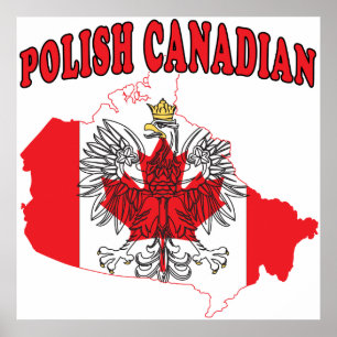 Póster Mapa de bandera de Canadá en Polonia