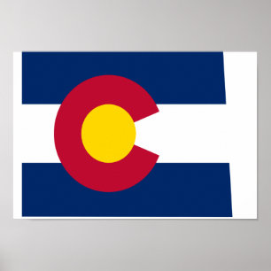 Póster Mapa de Bandera de Colorado