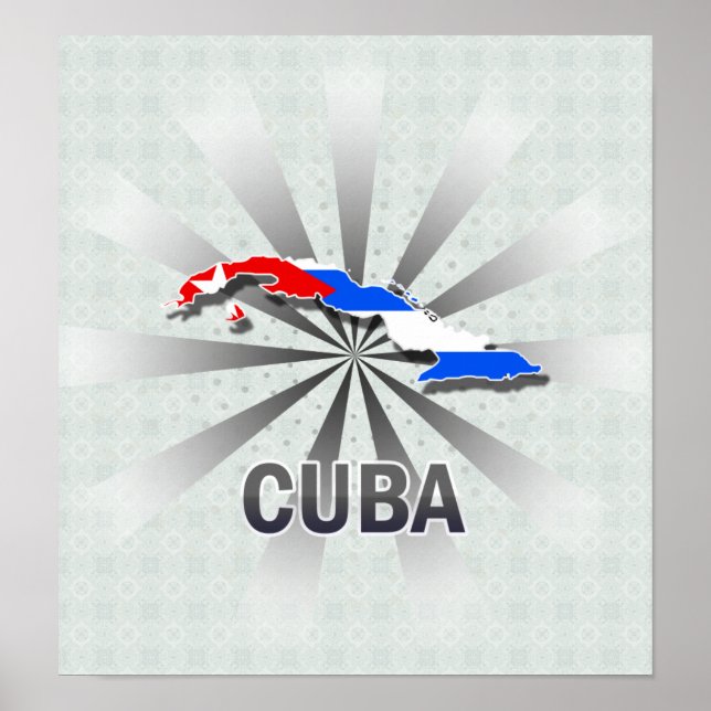Póster Mapa de bandera de Cuba 2.0 (Frente)